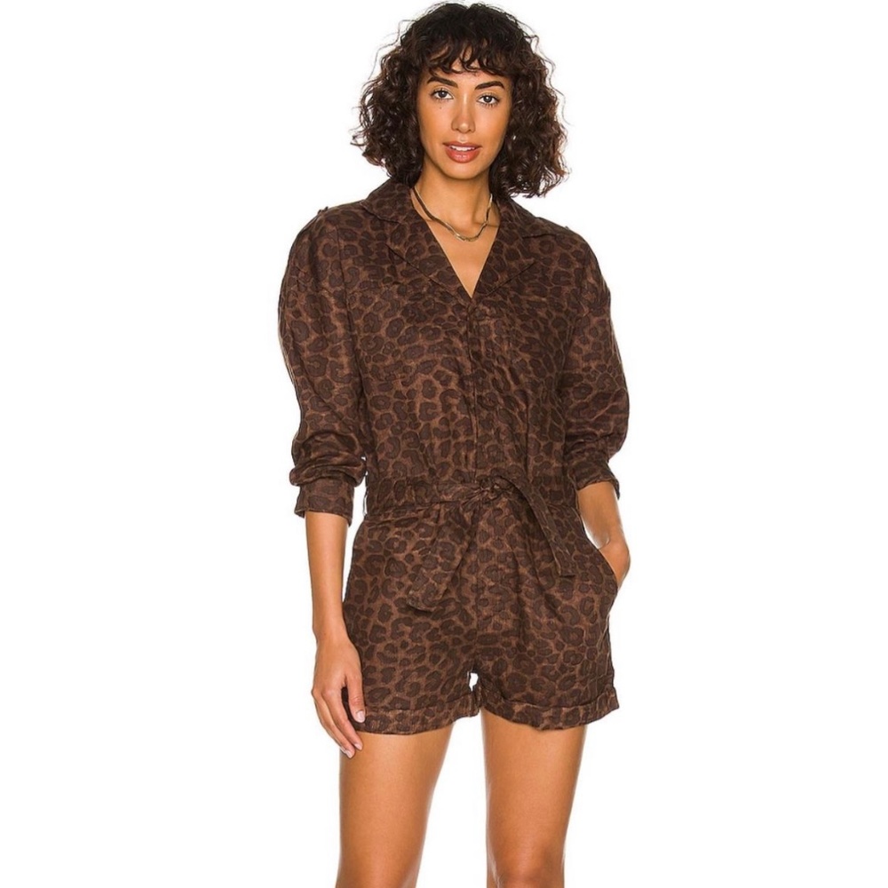 Cheetah Print Linen Romper